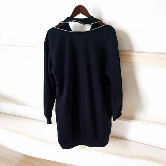 Navy Sweatshirt Dress with adjustable zippers NWOT - Picture 3 of 4